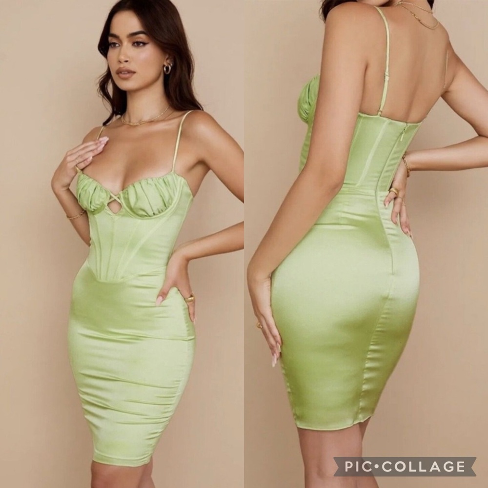 NWT House of CB Nathalia Dress in pistachio green Size Small plus cup